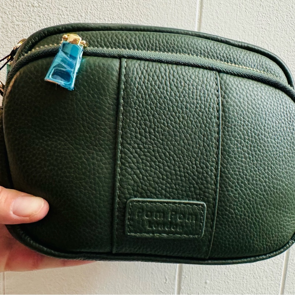 Pom Pom London Green Leather Crossbody Bag